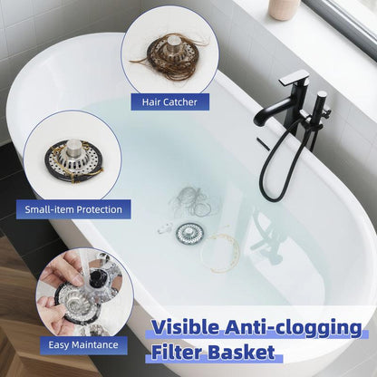 🎁🎁Universal Bathtub Drain Stopper Shower Drain Hair Catcher, Tub Stopper with Visible Top Strainer,Upgraded 3 in 1 Pop-up Drain Plug Fit for 1.5 to 2.4" Hole