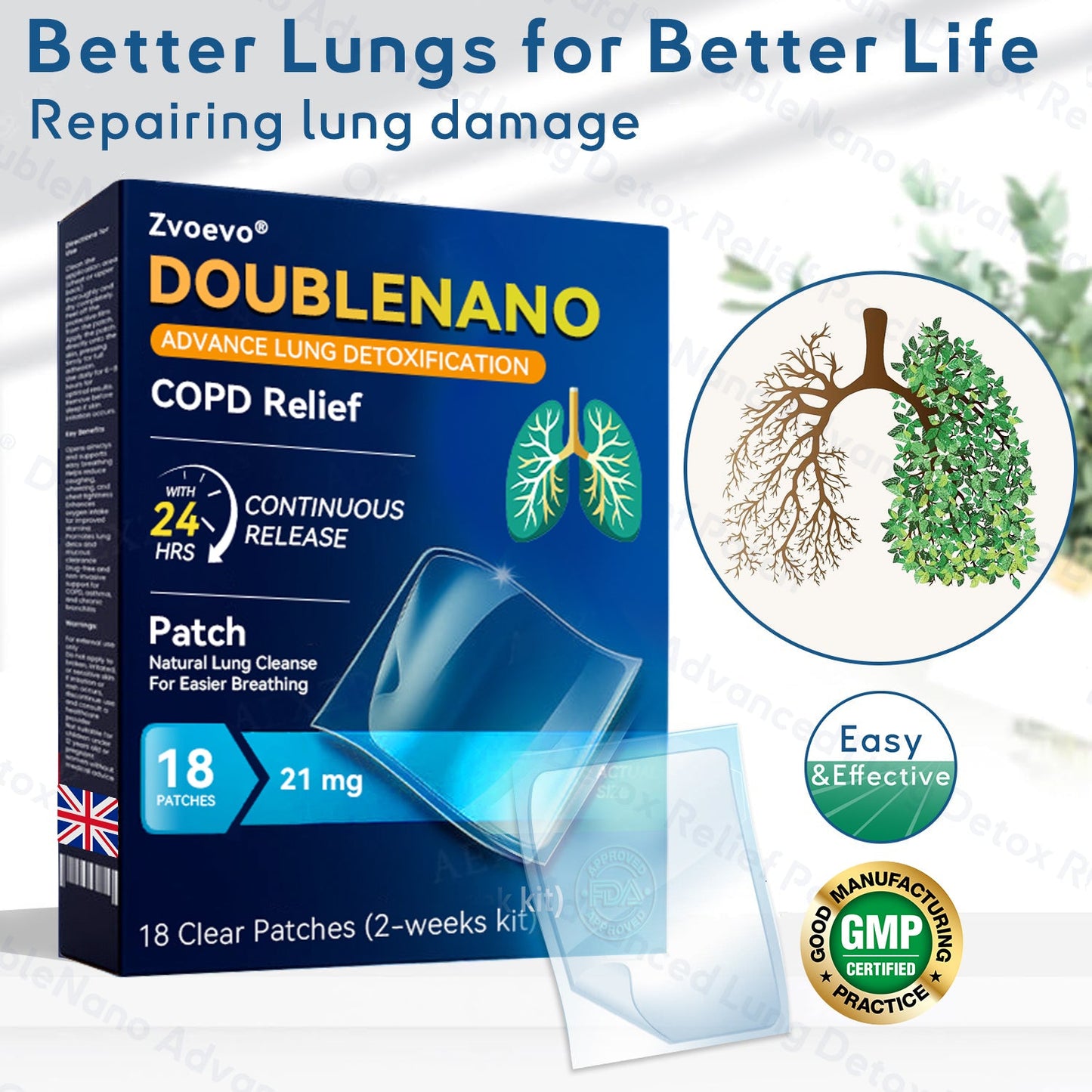 🌿🌟MHRA Approved|Zvoevo® DoubleNano COPD Relief Patch (💝 Cough, wheezing, shortness of breath, sputum, stuffy nose, bronchitis, bronchitis, allergy symptoms, lung discomfort🫁)
