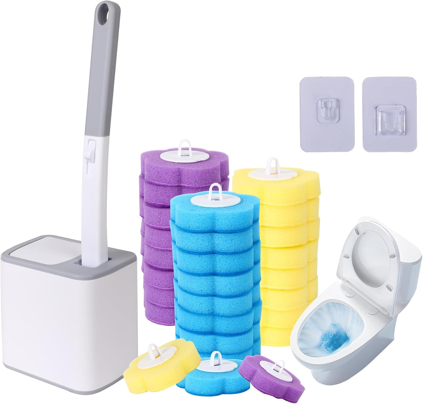 🎉Disposable Toilet Brush, Toilet Bowl Cleaning System,Powerful Cleaning, Disposable Toilet Cleaner,with 18 Toilet Wand Refills, for Toilet Bowl Cleaners,Bathroom Cleaning Brand: Generic