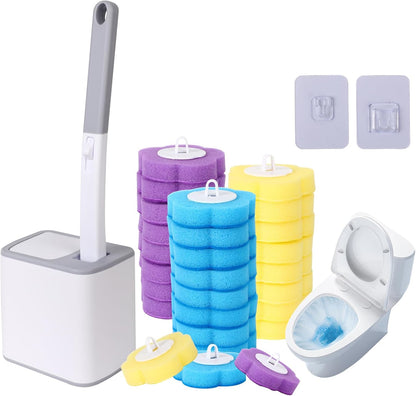 🎉Disposable Toilet Brush, Toilet Bowl Cleaning System,Powerful Cleaning, Disposable Toilet Cleaner,with 18 Toilet Wand Refills, for Toilet Bowl Cleaners,Bathroom Cleaning Brand: Generic