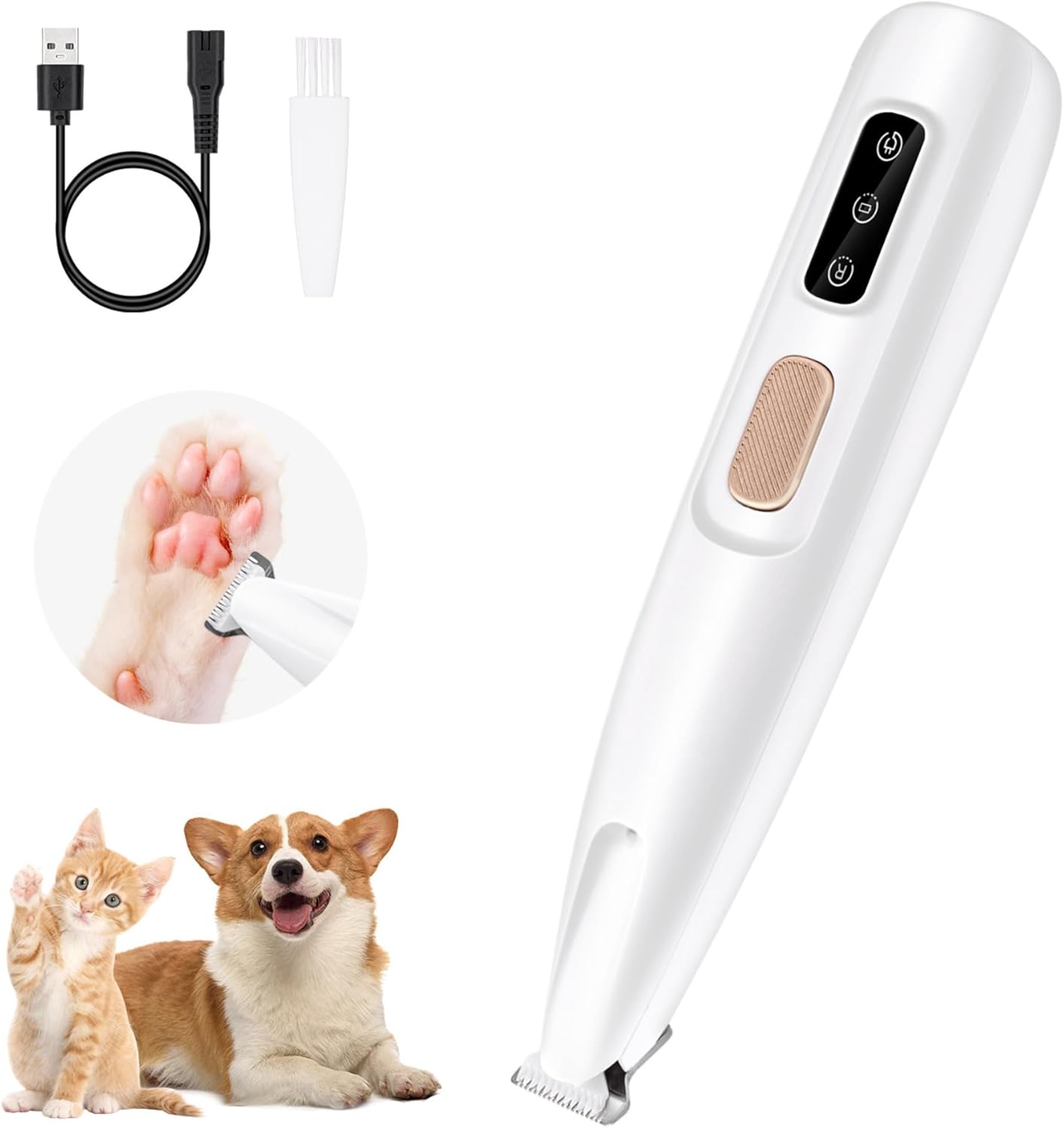 🎉Pet Micro Precision Trimmer, Multifunctional Pet Hair Trimmer Waterproof Rechargeable Shaver with LED Light for Paws Eyes Ears Face Buttocks for Small Dogs and Cats，50dB Quiet Shave.