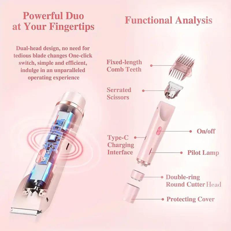 🎉❤️ LAST DAY PROMOTION - 50% OFF❤️flysmus® 2-in-1 Women’s Electric Shaver – Dual Head Precision Trimmer(Painlessly trims hair on the bikini area, face, underarms, and legs, with IPX7 waterproof protection)