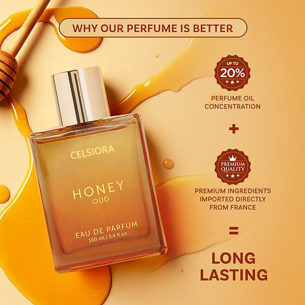 🍯👑New Year Sale: 50% OFF🎉Honey Oud Eau de Parfum | 100 ml (3.4 fl oz) | Luxurious Floral-Spicy Blend with Patchouli, Vanilla & Bergamot | Clean, Vegan & Cruelty-Free