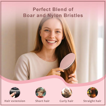 🔥HOT SALE 50% OFF🔥flysmus® Premium Boar Bristle Hair Brush – Smoother, Stronger, Shinier Hair with Nylon Bristles & Microsphere Massaging Technology