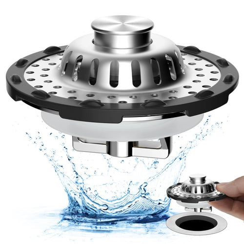 🎁🎁Universal Bathtub Drain Stopper Shower Drain Hair Catcher, Tub Stopper with Visible Top Strainer,Upgraded 3 in 1 Pop-up Drain Plug Fit for 1.5 to 2.4" Hole