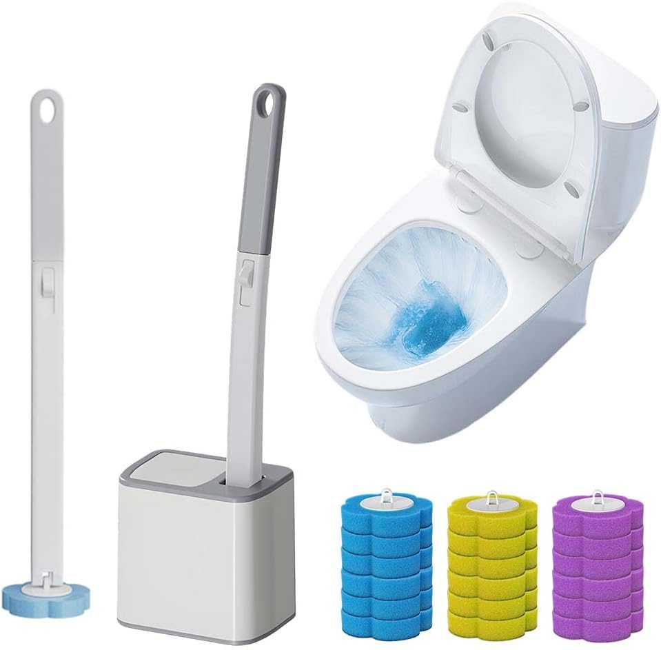 🎉Disposable Toilet Brush, Toilet Bowl Cleaning System,Powerful Cleaning, Disposable Toilet Cleaner,with 18 Toilet Wand Refills, for Toilet Bowl Cleaners,Bathroom Cleaning Brand: Generic