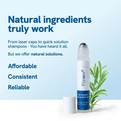 🔥HOT SALE 50% OFF🔥flysmus® Advanced Hair Density Roll-On Serum 25 ml | 5% Saw Palmetto, 3% Rosemary, 1% Caffeine Herbasome & 3% Fenugreek | Scalp Serum for Reduced Hair Fall | Men & Women