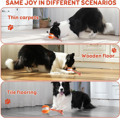 🎉Interactive Dog Toys, Random Path Electric Automatic Moving and Rolling Dogs Toy with Rope for Small Medium Large Dogs, Motion-Activated Dog Stimulation Toy for Boredom Relief (Orange)