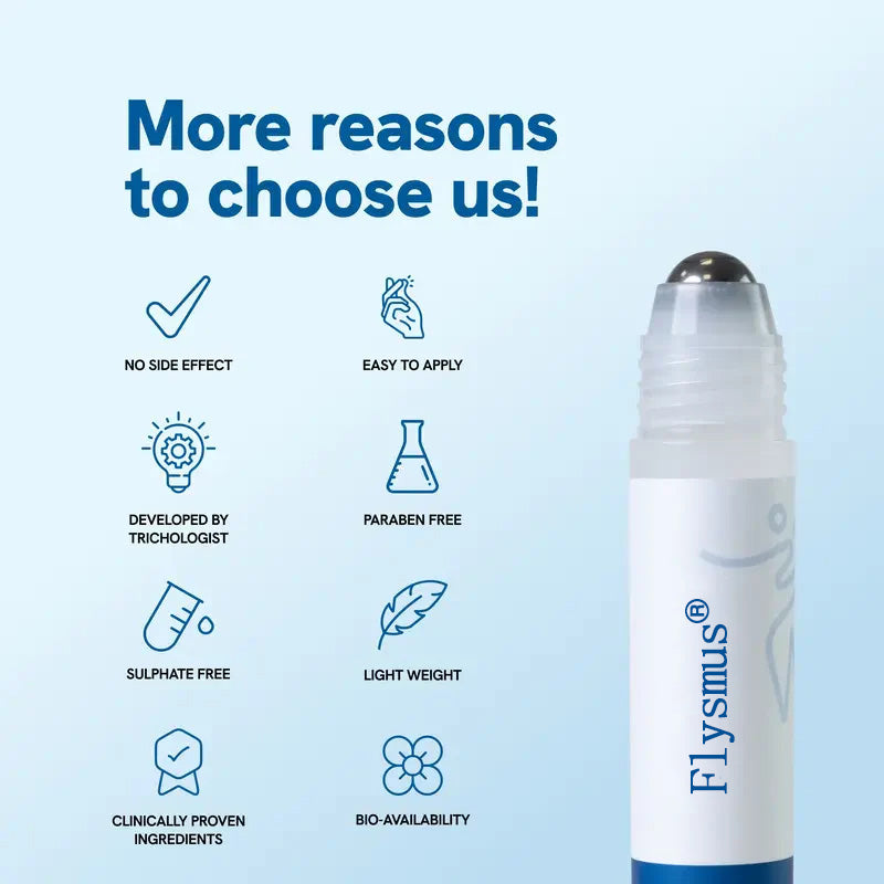 🔥HOT SALE 50% OFF🔥flysmus® Advanced Hair Density Roll-On Serum 25 ml | 5% Saw Palmetto, 3% Rosemary, 1% Caffeine Herbasome & 3% Fenugreek | Scalp Serum for Reduced Hair Fall | Men & Women