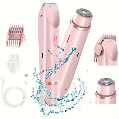 🎉❤️ LAST DAY PROMOTION - 50% OFF❤️flysmus® 2-in-1 Women’s Electric Shaver – Dual Head Precision Trimmer(Painlessly trims hair on the bikini area, face, underarms, and legs, with IPX7 waterproof protection)