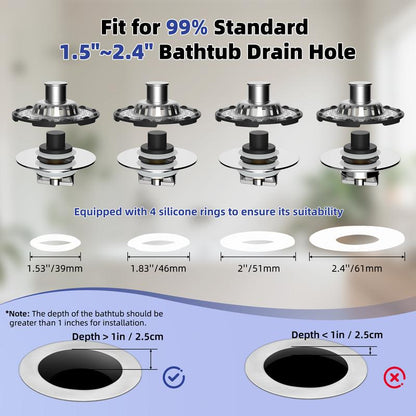 🎁🎁Universal Bathtub Drain Stopper Shower Drain Hair Catcher, Tub Stopper with Visible Top Strainer,Upgraded 3 in 1 Pop-up Drain Plug Fit for 1.5 to 2.4" Hole