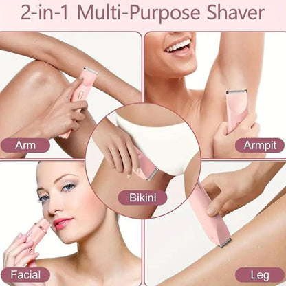 🎉❤️ LAST DAY PROMOTION - 50% OFF❤️flysmus® 2-in-1 Women’s Electric Shaver – Dual Head Precision Trimmer(Painlessly trims hair on the bikini area, face, underarms, and legs, with IPX7 waterproof protection)