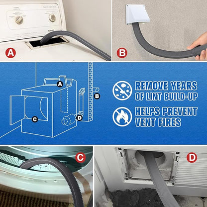🎉Dryer Vent Cleaner kit Dryer Lint Vacuum Attachment with Stretch Universal Connector, Dryer Vent Cleaning Tool Vacuum Hose Lint Remover