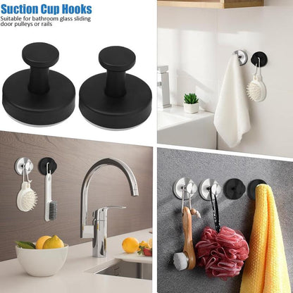 💐💐Suction Cup Hooks for Shower, Removable Towel Hooks for Bathroom Window Glass Door Wall, Bath Robe Looafh Wreath Hook for Hanging