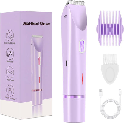 🎉❤️ LAST DAY PROMOTION - 50% OFF❤️flysmus® 2-in-1 Women’s Electric Shaver – Dual Head Precision Trimmer(Painlessly trims hair on the bikini area, face, underarms, and legs, with IPX7 waterproof protection)