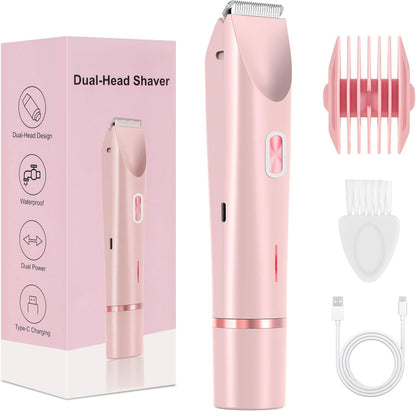 🎉❤️ LAST DAY PROMOTION - 50% OFF❤️flysmus® 2-in-1 Women’s Electric Shaver – Dual Head Precision Trimmer(Painlessly trims hair on the bikini area, face, underarms, and legs, with IPX7 waterproof protection)