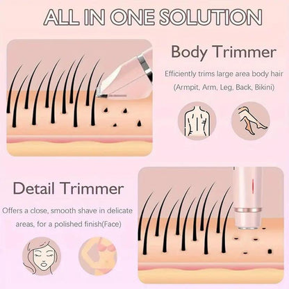 🎉❤️ LAST DAY PROMOTION - 50% OFF❤️flysmus® 2-in-1 Women’s Electric Shaver – Dual Head Precision Trimmer(Painlessly trims hair on the bikini area, face, underarms, and legs, with IPX7 waterproof protection)