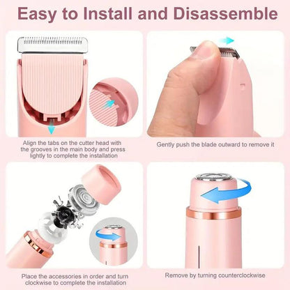 🎉❤️ LAST DAY PROMOTION - 50% OFF❤️flysmus® 2-in-1 Women’s Electric Shaver – Dual Head Precision Trimmer(Painlessly trims hair on the bikini area, face, underarms, and legs, with IPX7 waterproof protection)