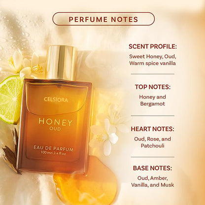 🍯👑New Year Sale: 50% OFF🎉Honey Oud Eau de Parfum | 100 ml (3.4 fl oz) | Luxurious Floral-Spicy Blend with Patchouli, Vanilla & Bergamot | Clean, Vegan & Cruelty-Free