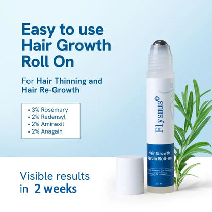 🔥HOT SALE 50% OFF🔥flysmus® Advanced Hair Density Roll-On Serum 25 ml | 5% Saw Palmetto, 3% Rosemary, 1% Caffeine Herbasome & 3% Fenugreek | Scalp Serum for Reduced Hair Fall | Men & Women