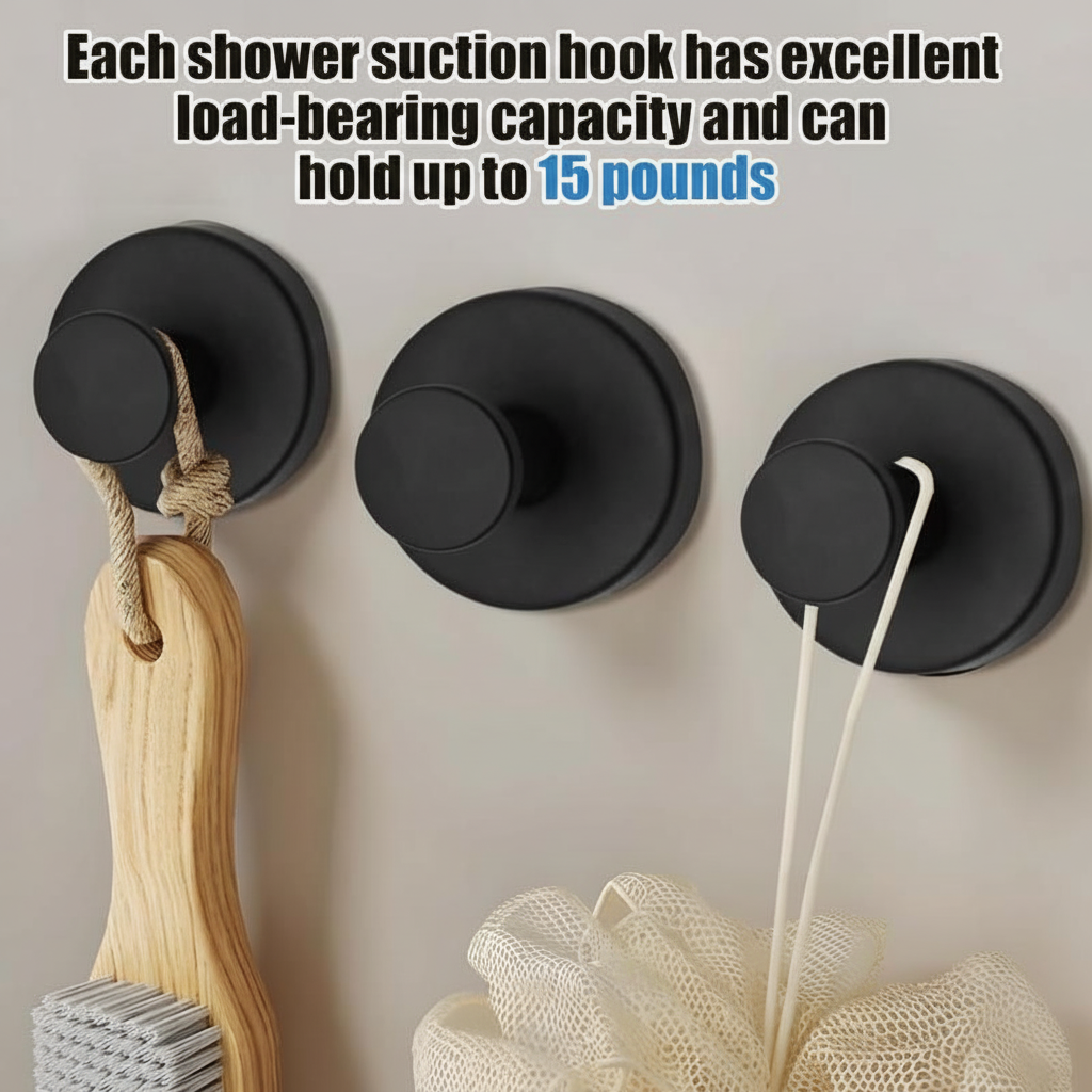 💐💐Suction Cup Hooks for Shower, Removable Towel Hooks for Bathroom Window Glass Door Wall, Bath Robe Looafh Wreath Hook for Hanging