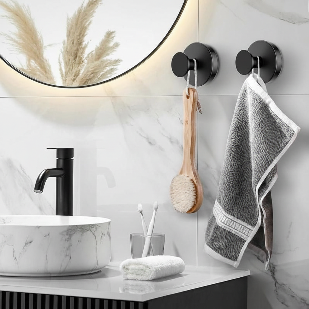 💐💐Suction Cup Hooks for Shower, Removable Towel Hooks for Bathroom Window Glass Door Wall, Bath Robe Looafh Wreath Hook for Hanging