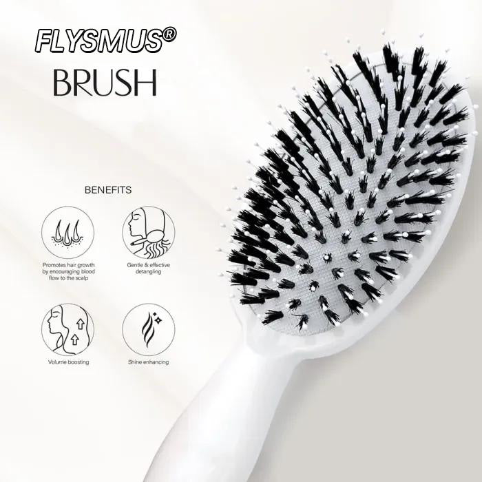 🔥HOT SALE 50% OFF🔥flysmus® Premium Boar Bristle Hair Brush – Smoother, Stronger, Shinier Hair with Nylon Bristles & Microsphere Massaging Technology